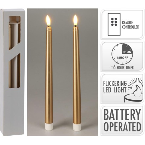 2 CANDELE LED 27CM ORO